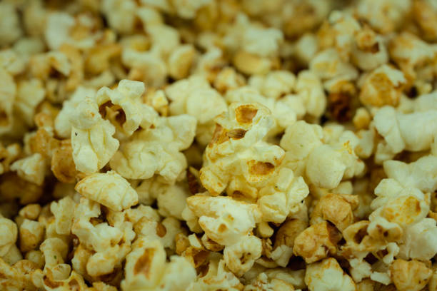 Popcorn close up in the shallow depth of field.
