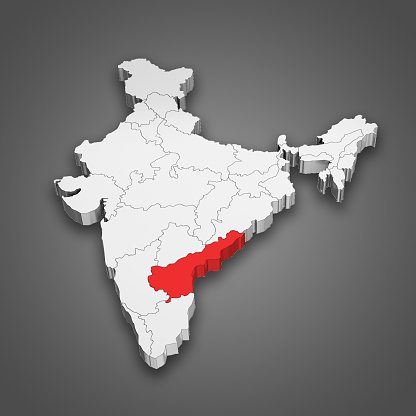 Andhra Pradesh state location within India map. 3D Illustration
