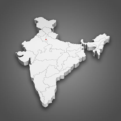 Delhi Captial state location within India map. 3D Illustration