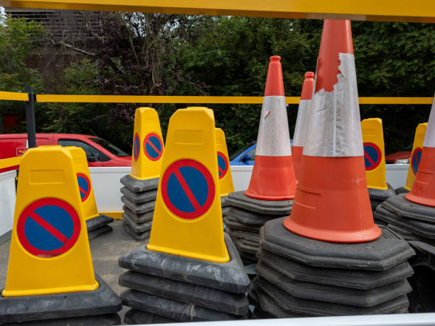 Road traffic cones use for controlling and restricting vehicles during highway maintenance. Road traffic cones use for controlling and restricting vehicles during highway maintenance and road work. 11189 stock pictures, royalty-free photos & images