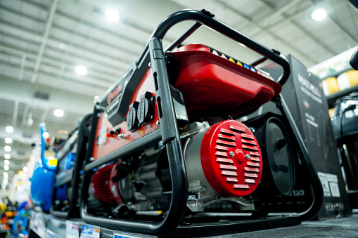 Portable diesel generator AC at the showroom of a large store