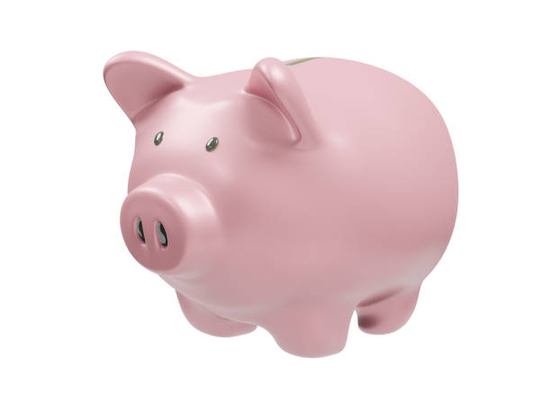 istock Piggy bank perspective view, clipping path, 3D rendering 1545032548