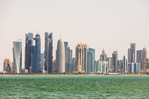 Doha city, Qatar. The remarkable skyscraper architecture of Doha city.
