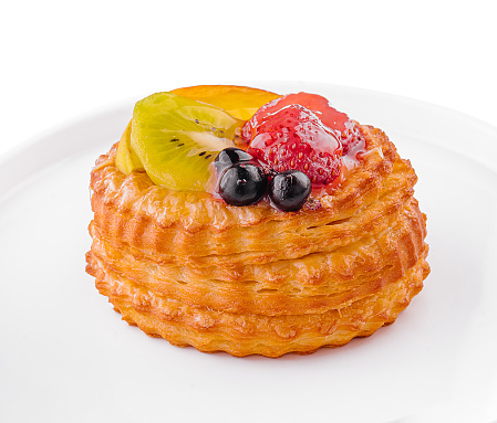 Fresh delicious puff pastry with sweet berries