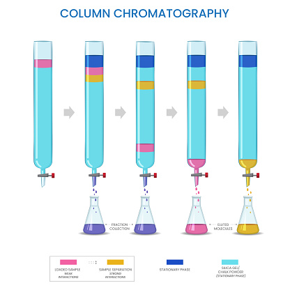 Column chromatography is a Separation technique using stationary phase in a column to separate components based on adsorption and elution.