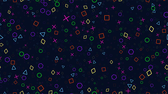 illustration of seamless pattern game background with a lot of geometric objects