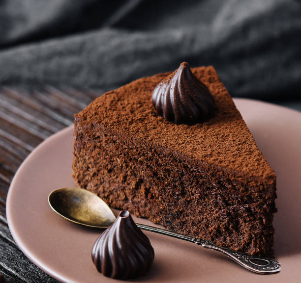 istock Piece of chocolate cake Truffle close up 1545156545