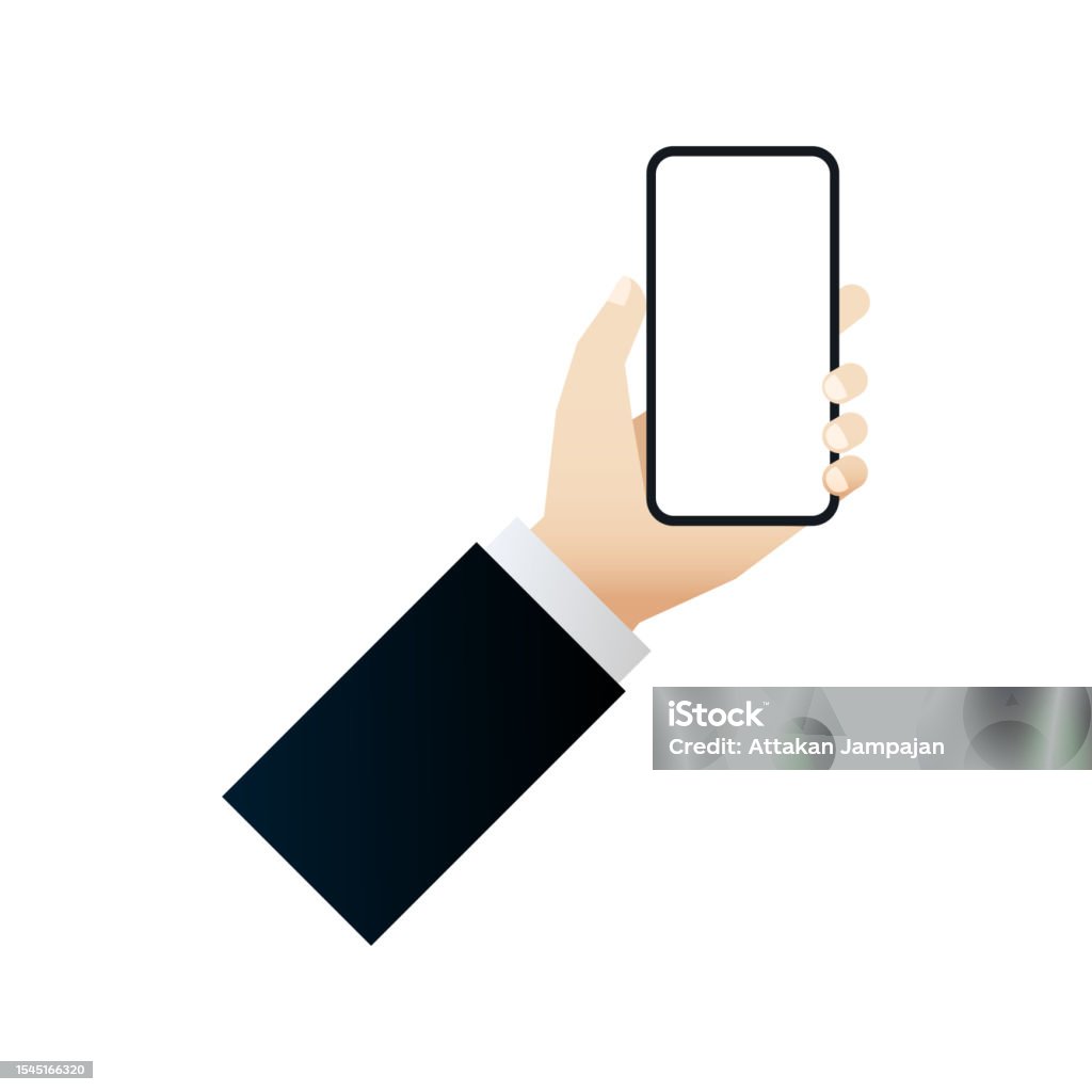 Handing Phone Vector The Hand Of Businessman Holding A Smartphone Vector Stock Illustration ...