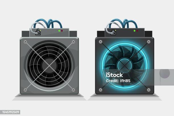 Asic Compter Asic Computers Front View For Mining Cryptocurrency Stock Illustration ...