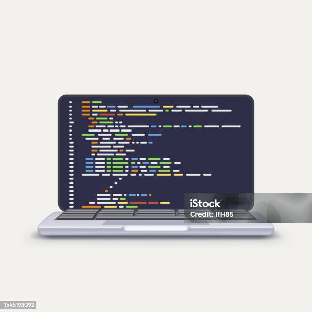 Coding Lines Simple Software Code Lines On Screen Of Laptop Stock Illustration - Download ...