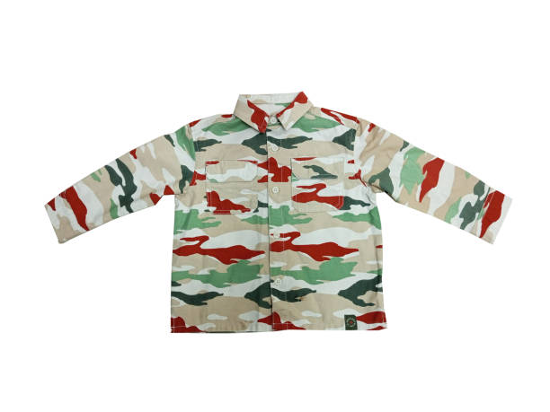 istock Multi colour camo printed canvas fabric long sleeve shirt 1545203101