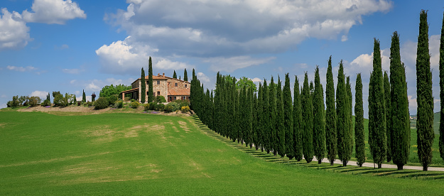 Iconic Tuscany scenery - Tuscan villa with cypress trees
