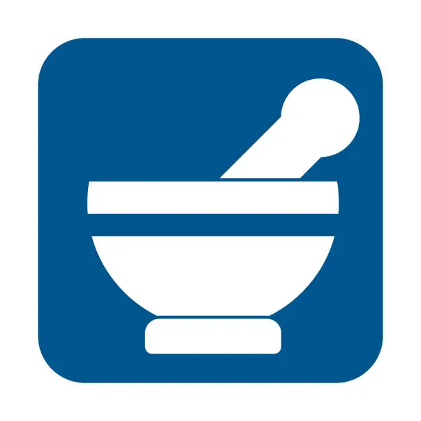 Vector illustration of Mortar and pestle pharmacy flat icon for apps and websites