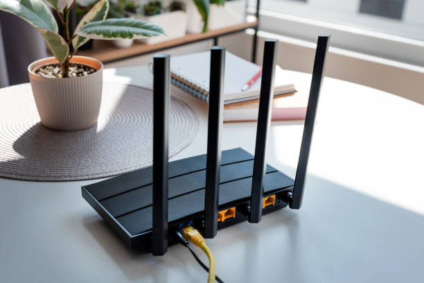 istock Router with 4 antennas in living room 1545262463