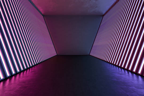 istock Dark Corridor with Red and Blue Neon Lights 1545273444