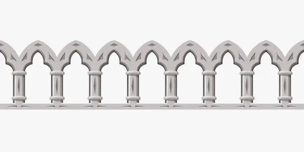 Vector illustration of a medieval ornament arch seamless on white