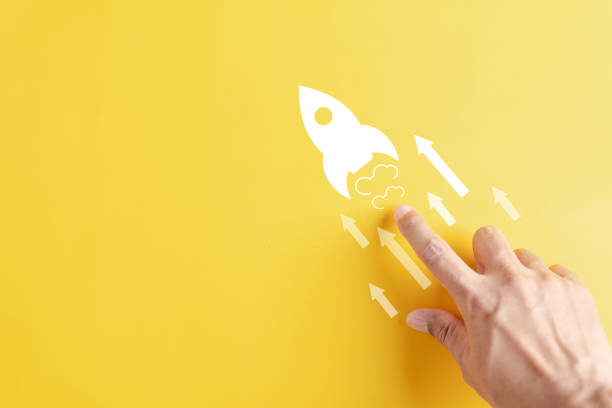 istock Shortcut Exponential growth interest with rocket launch icon, Business hand launch investment fast track wealth or earning rising up graph increasing profit financial concept. 1545309870