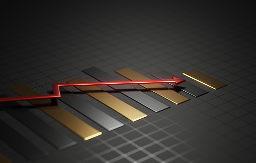 Explore decline of business graph represented. Illustrating downward trend with impactful visuals for analysis and presentations. 3D render  illustration infographic.