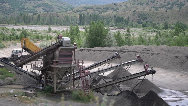 Heavy machinery working in the quarry
