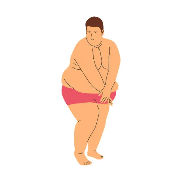 Vector illustration of vector illustration of a fat person character, excess fat