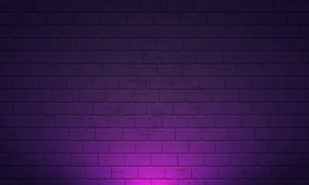 istock Nightly brick wall. Purple background for neon lights. Vector illustration.  Brick wall background. Wallpaper is dark purple with shadows on the edges. Background for neon illustrations and other design works. 1545412632