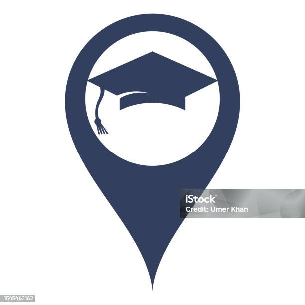 Graduation Cap Map Graduation Cap Map Pin Shape Concept Vector Logo Design Stock ...