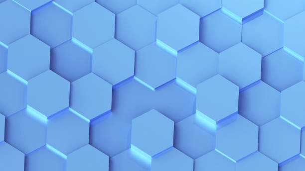istock Blue hexagons geometric background, minimal honeycomb pattern wallpaper. 1545488297