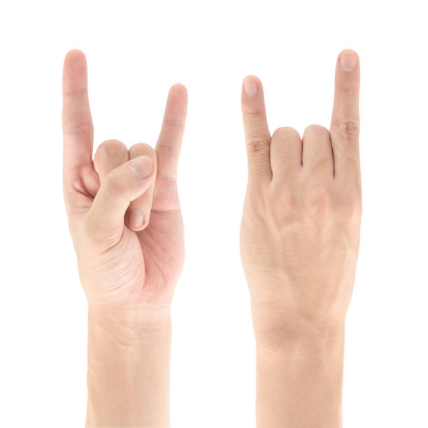 istock Rock n roll sign hand gesture isolated on white background, Clipping path Included. 1545491337