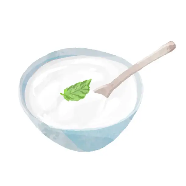 Vector illustration of Watercolor vector illustration of yogurt