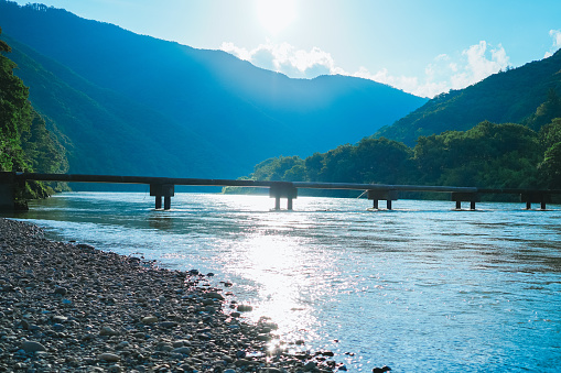 Scenery of Shimanto river and trees