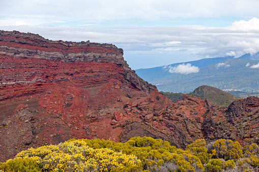 The Trou Fanfaron on the edge of the cratère Commerson is a volcanic crater of the Hauts of Reunion island.
