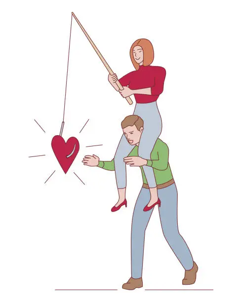 Vector illustration of A woman manipulating a man.