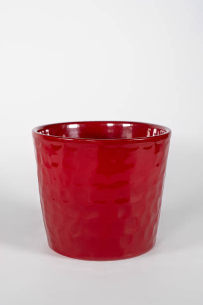 istock Empty ceramic modern jar flower pot isolated over the white background. Grey flowerpot jug for design. 1545606067