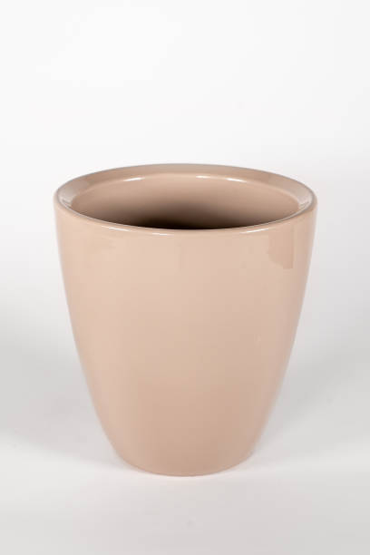 istock Empty ceramic modern jar flower pot isolated over the white background. Grey flowerpot jug for design. 1545606075