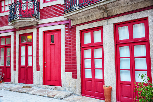 Colorful red facade of Porto, Portugal