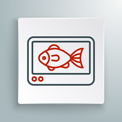Line Fish finder echo sounder icon isolated on white background. Electronic equipment for fishing. Colorful outline concept. Vector.