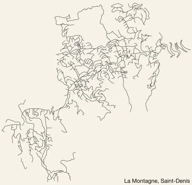 Vector illustration of Street roads map of the LA MONTAGNE QUARTER, SAINT-DENIS (LA RÉUNION)