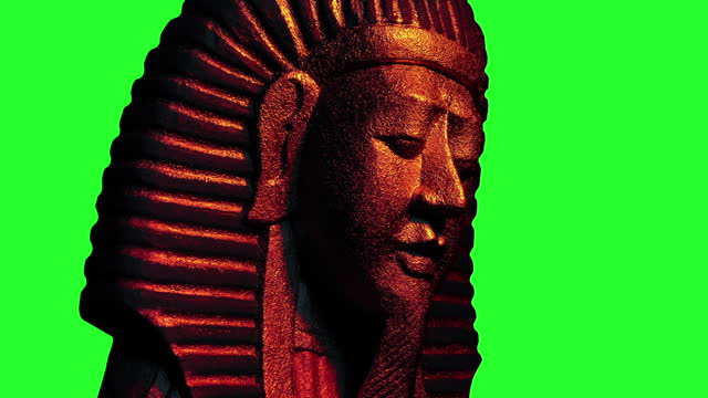 Ancient Gold Pharaoh Figure In Firelight Greenscreen