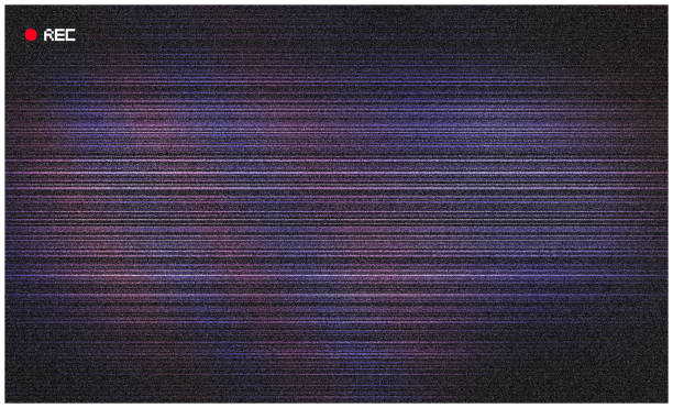 istock Retro CCTV or VHS video white noise background texture with red recording indicator. Vintage horizontal scanlines with vignette border. Grungy distressed horror film backdrop 8k 16:9 3D rendering 1545756994
