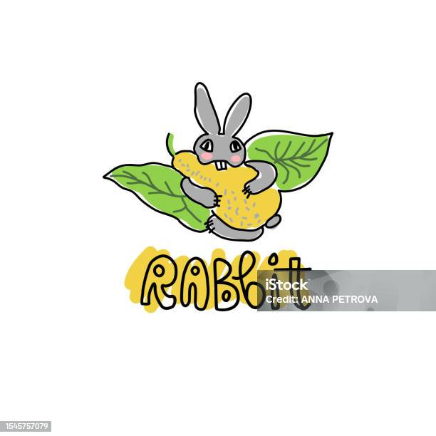 Hand Drawn Rabbit Eating Cartoon Rabbit Eating Stock Illustration - Download Image Now ...