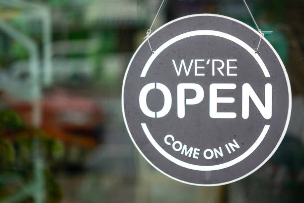 istock Shop opening banner sign. 1545781551