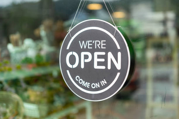 istock Shop opening banner sign. 1545781661