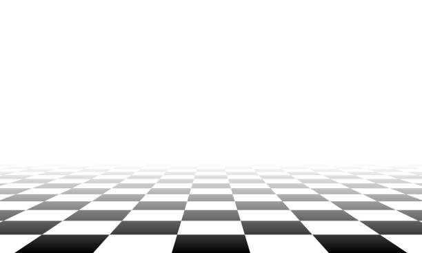 ilustraciones, imágenes clip art, dibujos animados e iconos de stock de patrón vectorial retro con piso a cuadros en blanco y negro, estética vaporwave, colores pastel. tablero de ajedrez estilo vintage. surrealista vaporwave con un piso de tablero de ajedrez. fondo retro de estilo vintage - tablero de ajedrez
