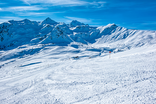 Ski slopes on the mountains around Bormio Ski resort