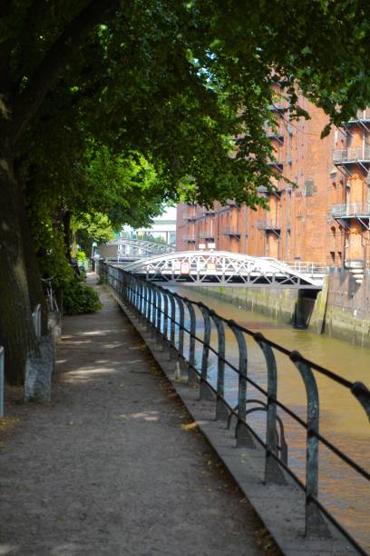 The Speicherstadt in summer. Hamburg in summer. Warehouse city in Hamburg. Red brick buildings. el speicherstadt, literalmente: