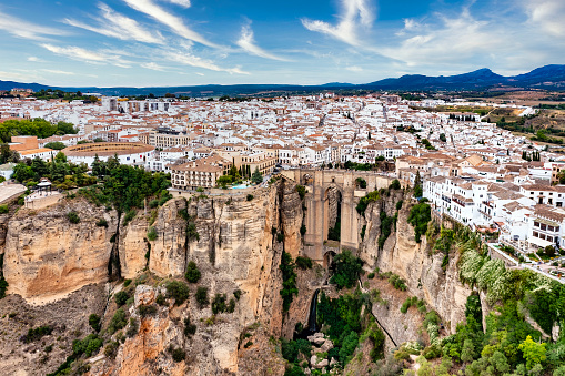 Ronda is a mountaintop city in Spain’s Malaga province that’s set dramatically above a deep gorge. This gorge (El Tajo) separates the city’s circa-15th-century new town from its old town, dating to Moorish rule. Puente Nuevo, a stone bridge spanning the gorge, has a lookout offering views.