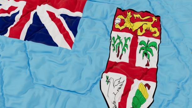 Fiji Flag High Details Wavy Background