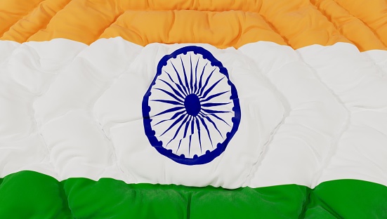 Flag of India, background with fabric texture