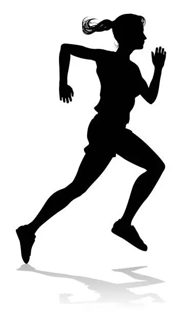 Vector illustration of Silhouette Runner Woman Sprinter or Jogger Person