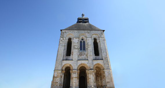 Saint Benoit sur loire, france, april 19, 2023 : exteriors and architectural decors of Fleury benedictine abbey